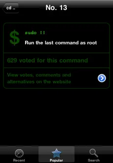 The old Command Line Fu app - recent